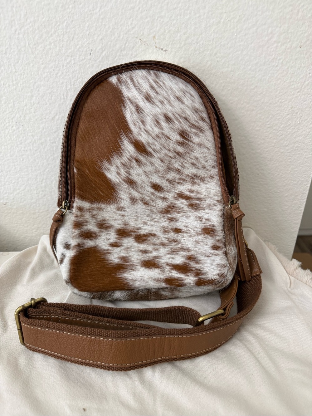 Shyanne Genuine Cowhide Leather Sling Backpack Crossbody Western Boho Cowhide